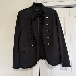 Kasper Black Lightweight Ruffled Hem Jacket Size Large